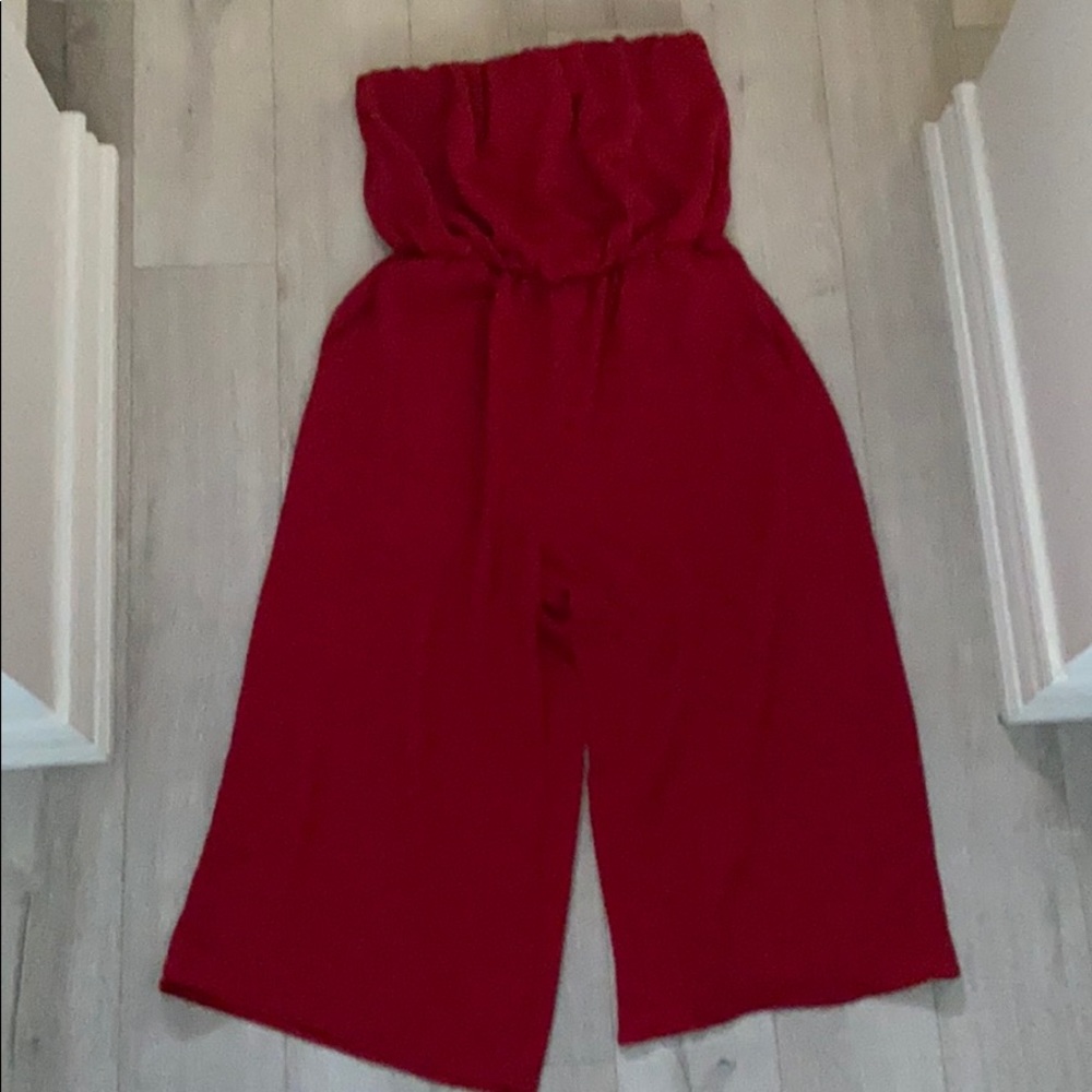 Strapless wide-leg jumpsuit